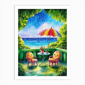 Umbrella In The Rain 1 Art Print