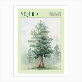 Sequoia Tree Atmospheric Watercolour Painting 5 Poster Art Print