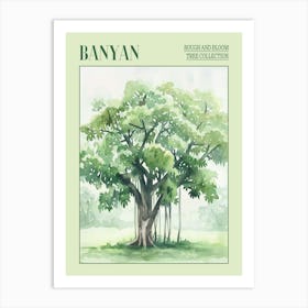 Banyan Tree Atmospheric Watercolour Painting 2 Poster Art Print
