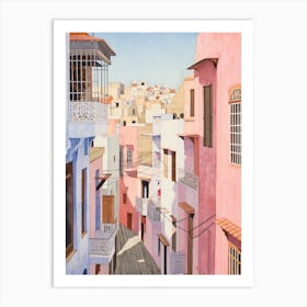 Tangier Morocco 7 Vintage Pink Travel Illustration Art Print