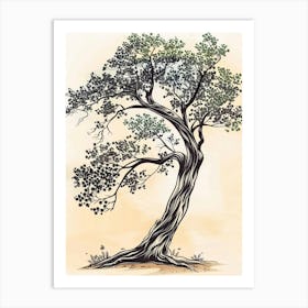 Ebony Tree Storybook Illustration 2 Art Print