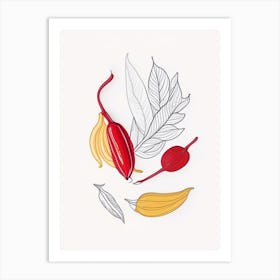 Cayenne Pepper Spices And Herbs Minimal Line Drawing 3 Art Print