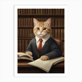 Cute Cat Lawyer In A Suit Art Print