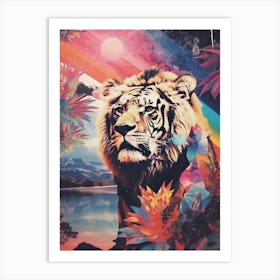 Tiger Retro Space Collage 1 Art Print