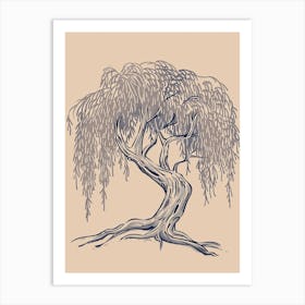 Willow Tree Minimalistic Drawing 2 Art Print