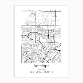 Antelope,United States Minimalist Map Art Print