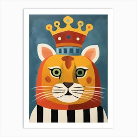 Little Siberian Tiger 1 Wearing A Crown Art Print