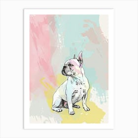 French Bulldog Pastel Watercolour Illustration Art Print
