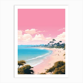 An Illustration In Pink Tones Of  Greenmount Beach Australia 3 Art Print