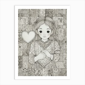 Little Girl With A Heart Art Print