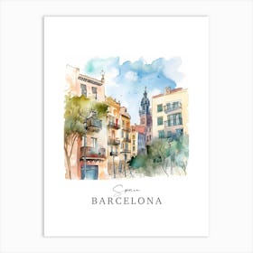Spain, Barcelona Storybook 4 Travel Poster Watercolour Art Print