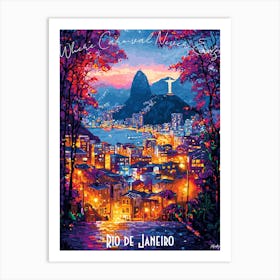 Rio De Janeiro, abstract cubism vibrant Poster Art Print