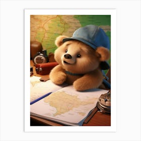 Adorable Bear Cub Hits the Books Print Art Print