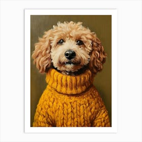 Goldendoodle Wearing Sweater Art Print