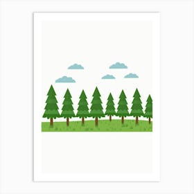 Fir Trees In The Forest Art Print