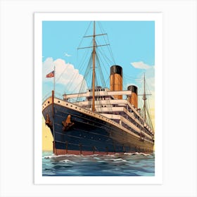 Titanic Ship Sketch Illustration 3 Art Print