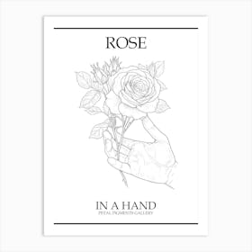 Rose In A Hand Line Drawing 4 Poster Art Print