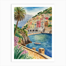 Cinque Terre Watercolor Painting Art Print