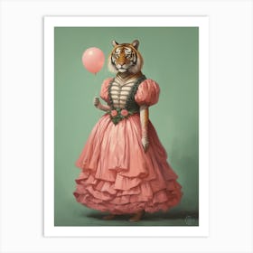 Tiger Illustrations Wearing A Ball Gown 2 Art Print