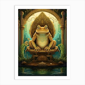 African Bullfrog On A Throne Storybook Style 1 Art Print
