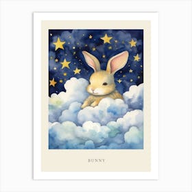 Baby Bunny 2 Sleeping In The Clouds Nursery Poster Art Print