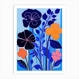 Blue Flower Illustration Nasturtium 2 Art Print