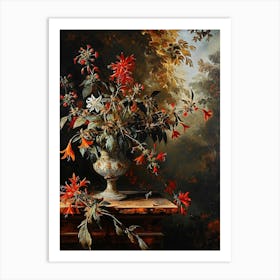 Baroque Floral Still Life Bee Balm 1 Art Print