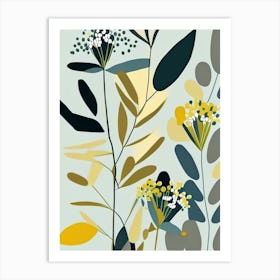 Wild Quinine Wildflower Modern Muted Colours 2 Art Print