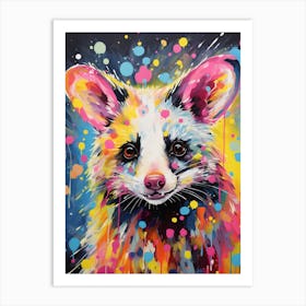  A Posing Possum Vibrant Paint Splash 2 Art Print