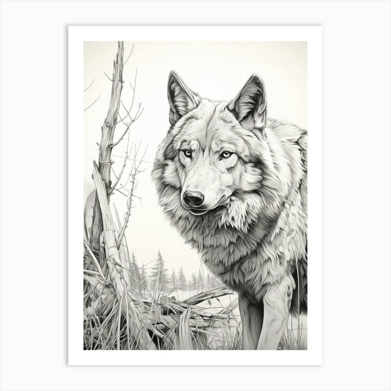 tattoo portrait of a wolf on a white background Generative AI Stock  Illustration | Adobe Stock