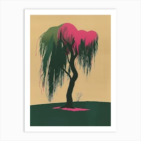 Willow Tree Colourful Illustration 3 Art Print