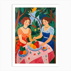 Two Women At A Table Art Print