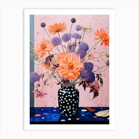 Surreal Florals Asters 6 Flower Painting Art Print