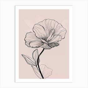 Gladioli Line Art Flowers Illustration Neutral 14 Art Print