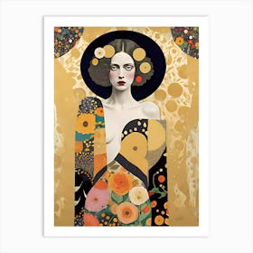 Golden Fashion Model Art Print