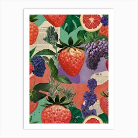 Strawberry And Grapes Art Print