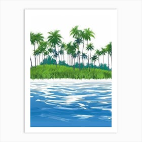 Tropical Island With Palm Trees Art Print