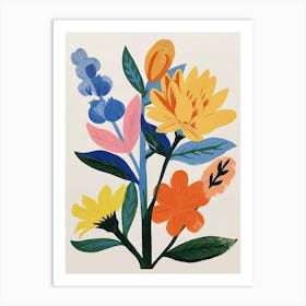 Painted Florals Celosia 2 Art Print