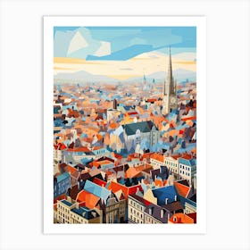 Brussels, Belgium, Geometric Illustration 4 Art Print