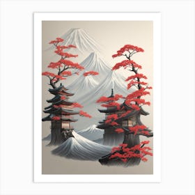 Japanese Mountain Landscape Art Print