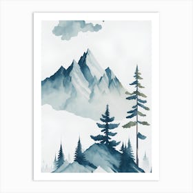 Mountain And Forest In Minimalist Watercolor Vertical Composition 144 Art Print