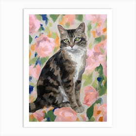 A American Bobtail Cat Painting, Impressionist Painting 4 Art Print