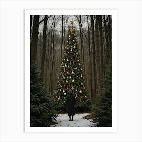 Gothic Christmas Tree In The Forest Art Print