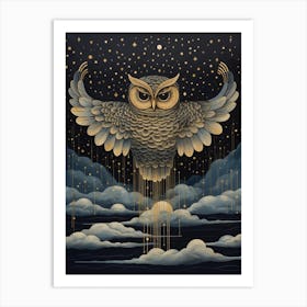 Owl 2 Gold Detail Painting Art Print