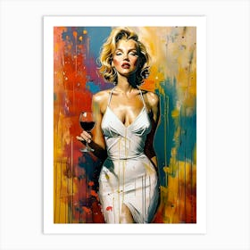 Marilyn Monroe With A Glass Of Wine Abstract Expressionism Art Print