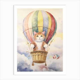 Baby Cat 2 In A Hot Air Balloon Art Print