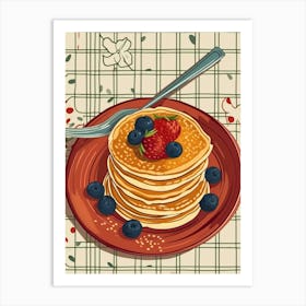 Pancake Stack On A Tiled Background 1 Art Print