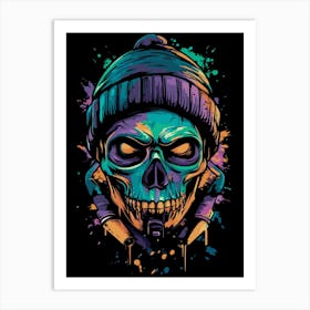 Neon Skull Graffiti Glow Poster