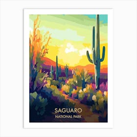 Saguaro National Park Travel Poster Illustration Style 2 Art Print