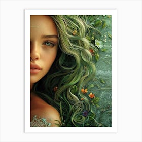 Green Haired Girl 4 Art Print